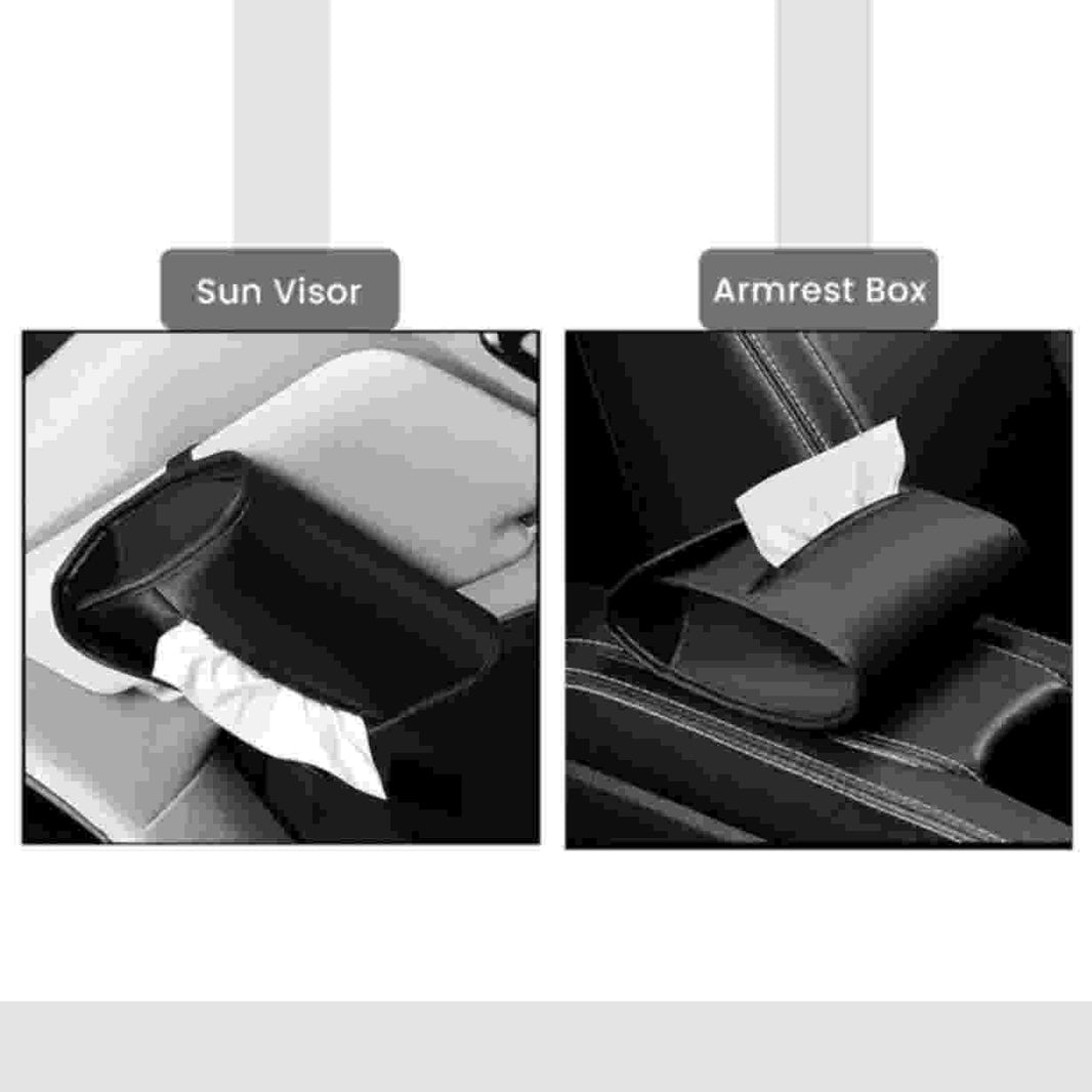 Tissue Box for Car, PU Leather Car Tissue Paper Box Sun Visor Tissue Paper Holder Backseat, Tissue Box Holder for Car Universal Car Tissue Paper Box, Pack of 2